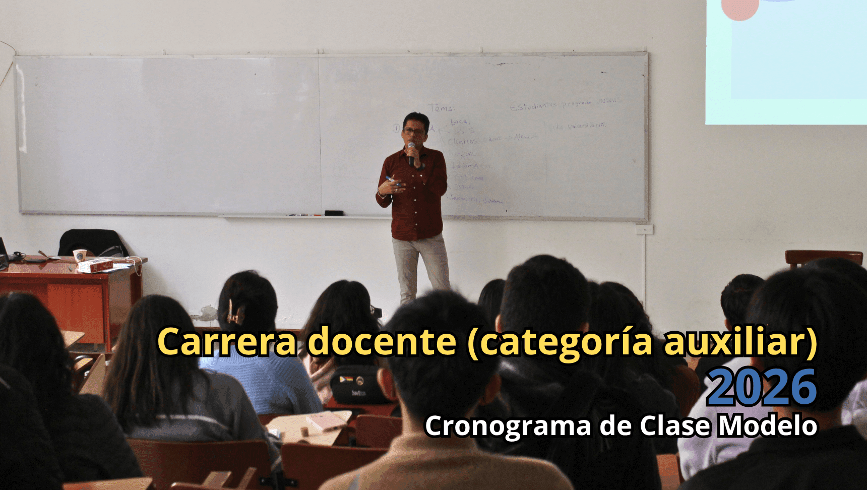 Cronograma de Clase Modelo del Proceso de Admisión a la Carrera Docente en la categoría auxiliar 2026